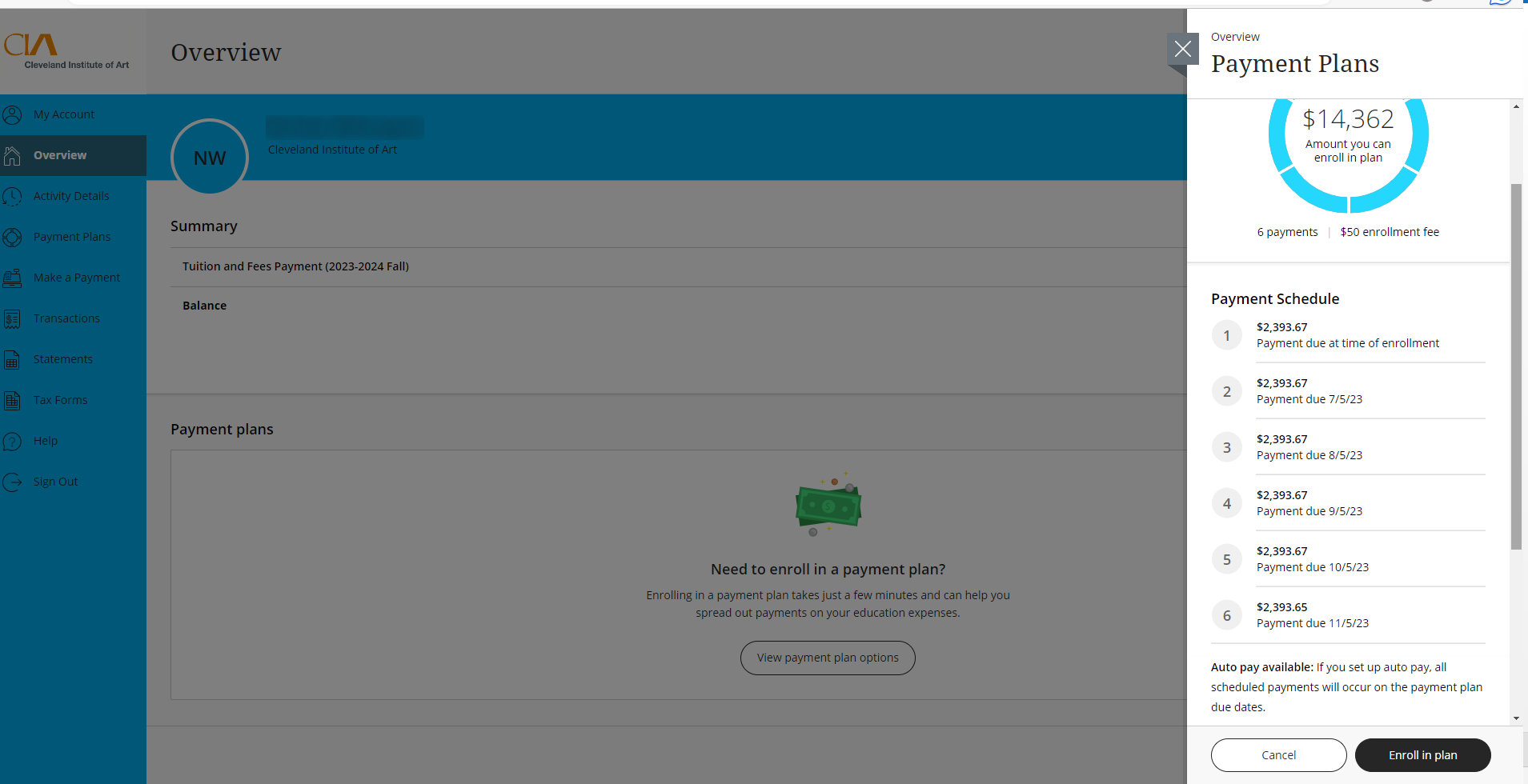 A screenshot step of what the page will look like and shows an example of payment breakdowns.